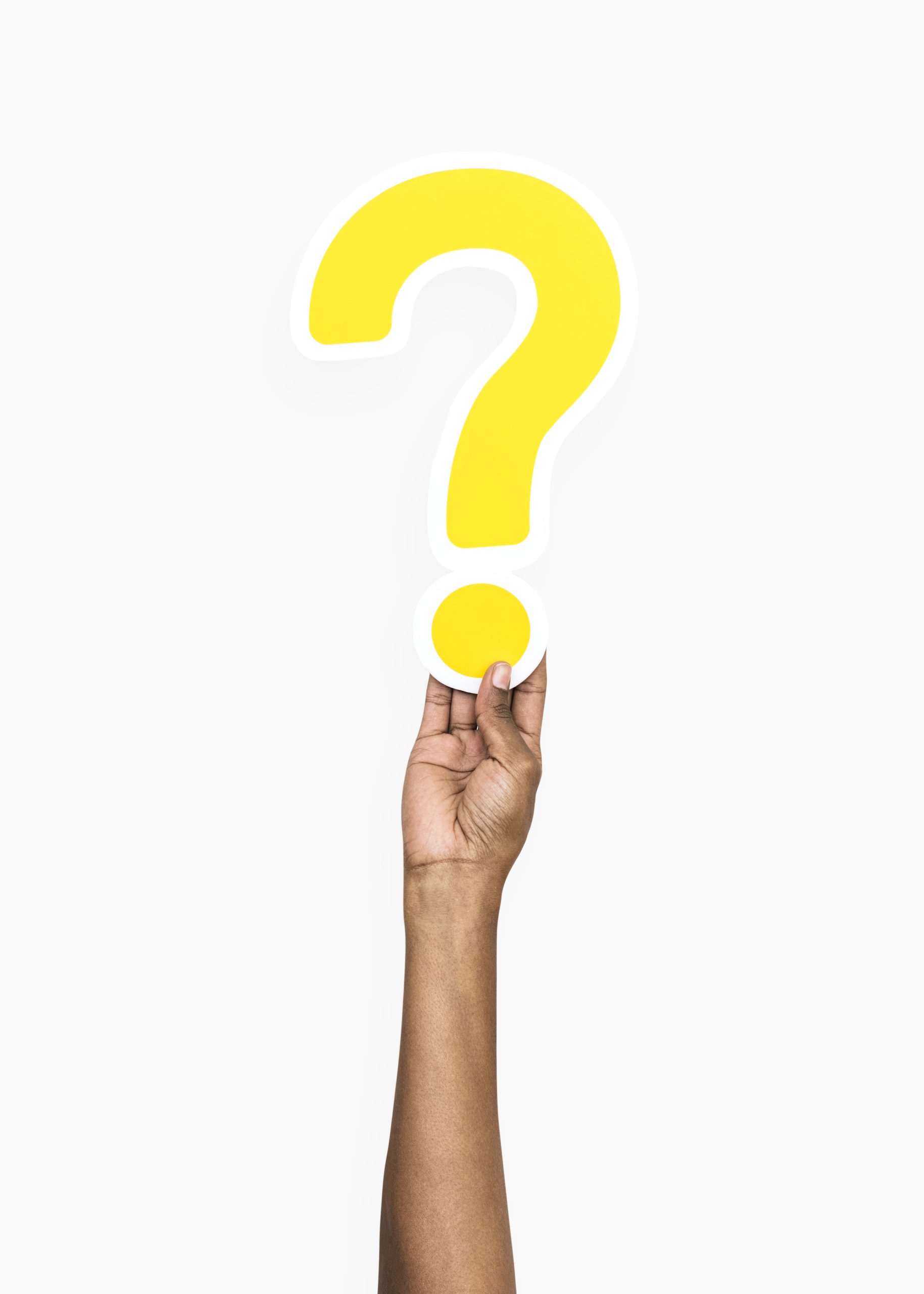 Hands holding question mark symbol